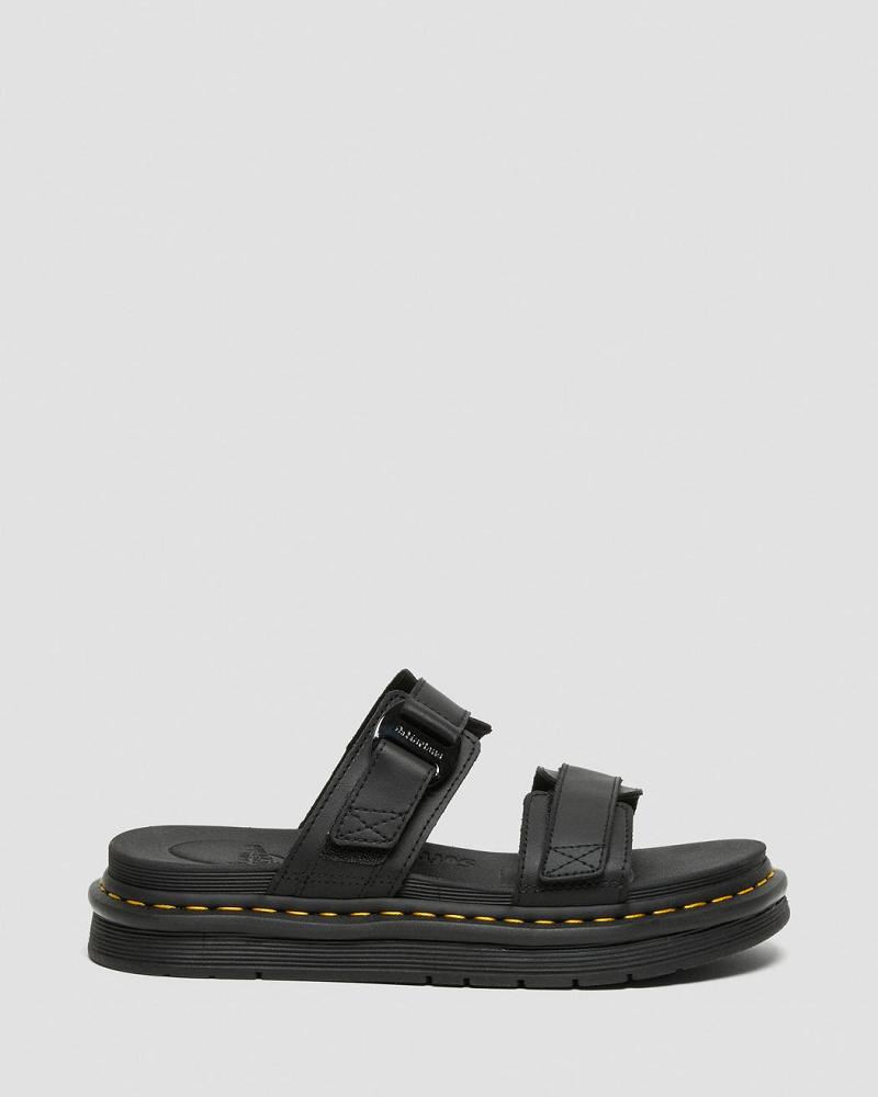 Black Men's Dr Martens Chilton Men's Leather Sandals | CA 628OKI